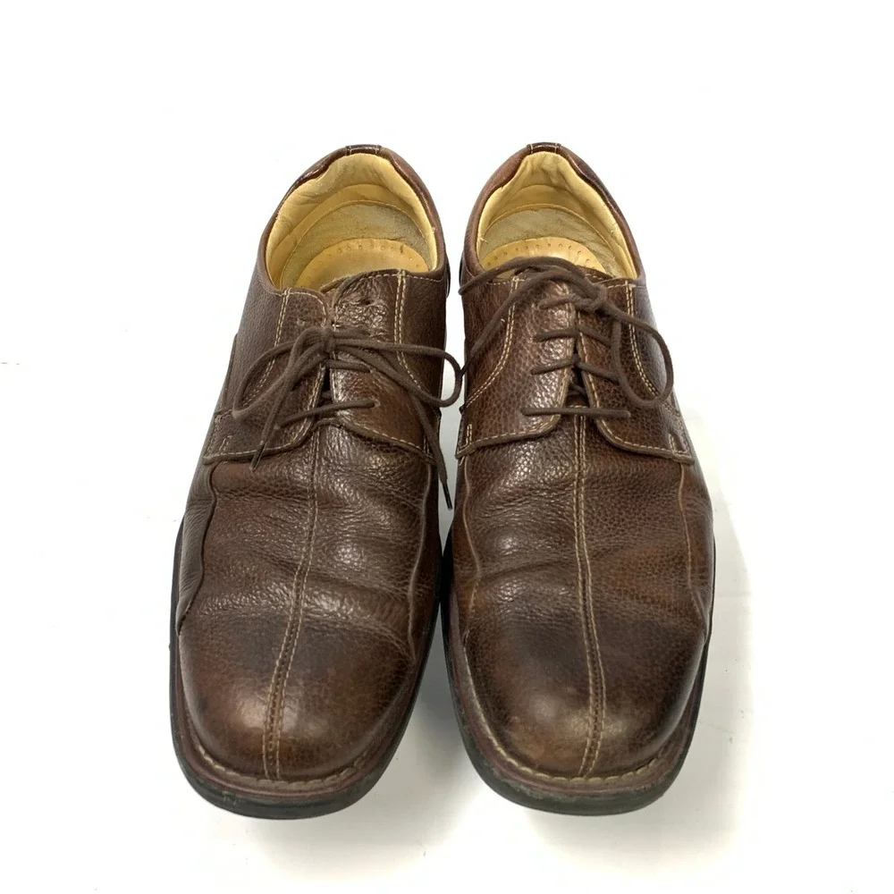 Studio Belvedere Mens Brown Pebbled Leather Square Toe Derby Shoes Size‎ 10.5 D